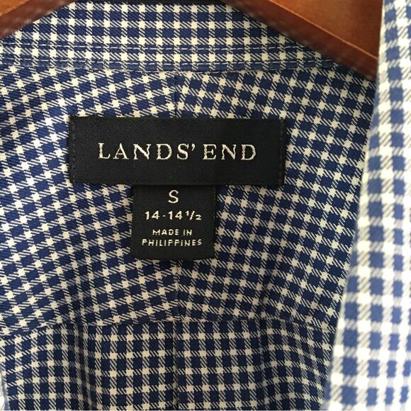 LANDS’ END No Iron Twill Short-sleeve Gingham Button Down Shirt | Size Small - Picture 5 of 6